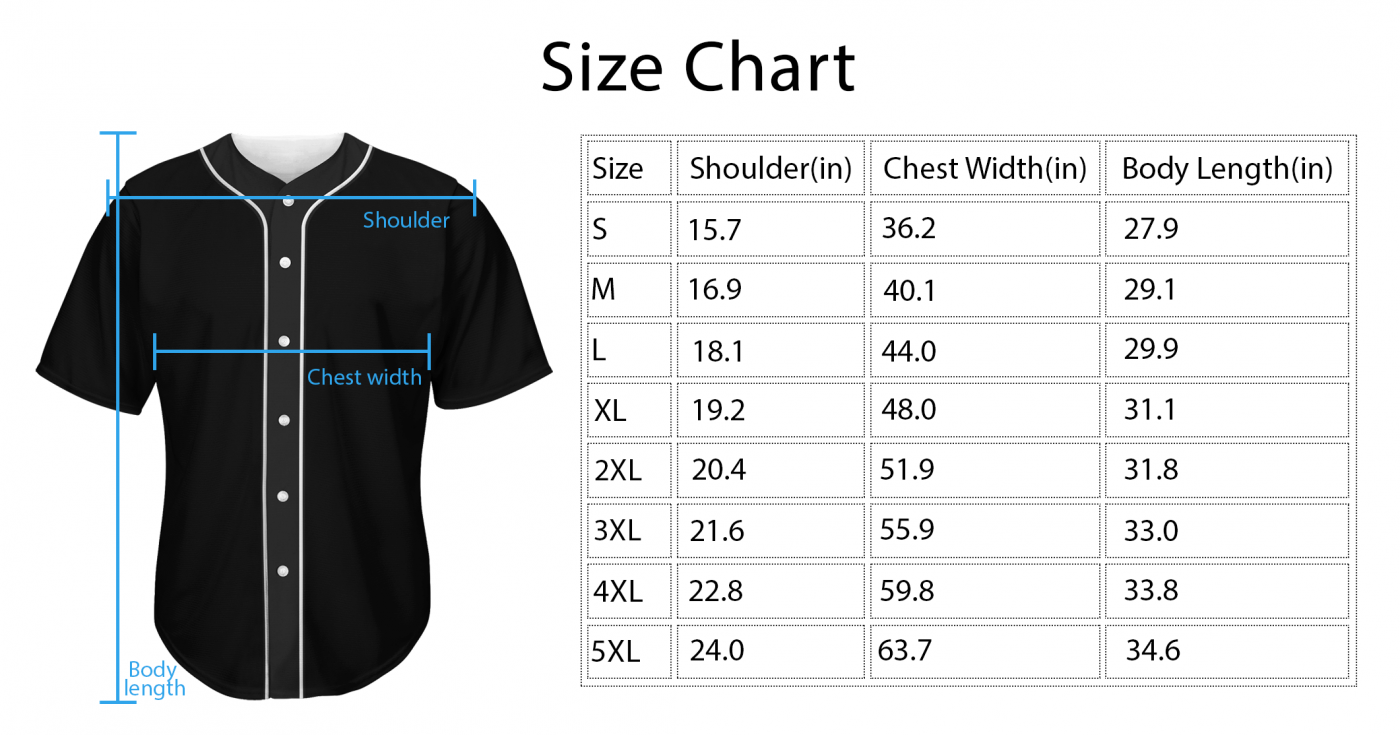 Baseball Jersey Size Chart