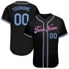 Custom Black Light Blue-Red Baseball Jersey