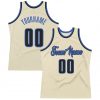 Custom Cream Black-Blue Basketball Jersey