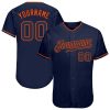 Custom Navy Navy-Orange Baseball Jersey