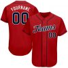 Custom Red Navy-White Baseball Jersey