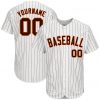Custom White Brown Pinstripe Brown-Orange Baseball Jersey