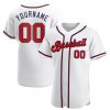 Custom White Red-Navy Baseball Jersey